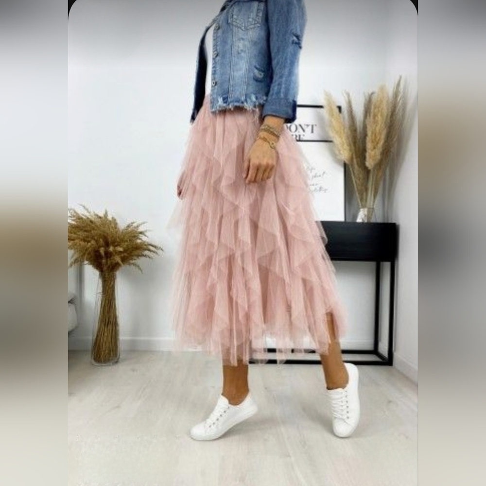 Tulle Ruffle Long Skirt